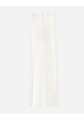 Dolce & Gabbana Flared Double Crepe Pants - Woman Trousers And Shorts White Silk 42