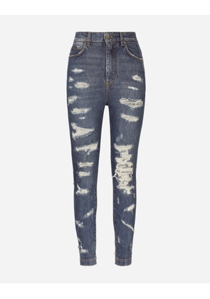 Dolce & Gabbana Skinny-fit Jeans With Rips - Woman Denim Multi-colored Cotton 38