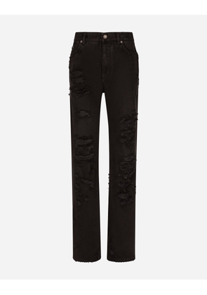 Dolce & Gabbana Flared Jeans With Ripped Details - Woman Denim Multi-colored 46
