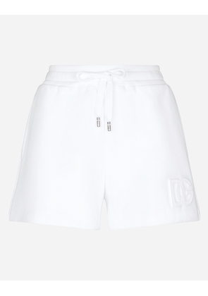 Dolce & Gabbana Jersey Shorts With Embossed Dg Logo - Woman Trousers And Shorts White 44