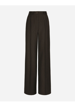 Dolce & Gabbana Pinstripe Wool Palazzo Pants - Woman Trousers And Shorts Multi-colored Wool 48
