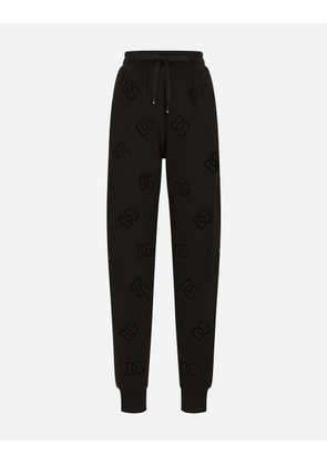 Dolce & Gabbana Jersey Jogging Pants With Cut-out And Dg Logo - Woman Trousers And Shorts Black 44