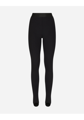 Dolce & Gabbana Technical Jersey Leggings With Branded Elastic - Woman Trousers And Shorts Black Fabric 46