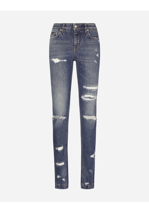 Dolce & Gabbana Girly Jeans With Ripped Details - Woman Denim Multi-colored 40