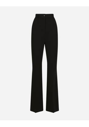 Dolce & Gabbana Flared Jersey Milano Rib Pants - Woman Trousers And Shorts Black Viscose 46