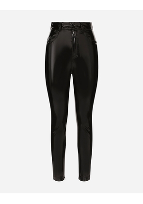 Dolce & Gabbana High-waisted Coated Jersey Pants - Woman Trousers And Shorts Black Fabric 38