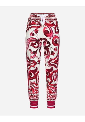 Dolce & Gabbana Majolica-print Cady Jogging Pants - Woman Trousers And Shorts Fuchsia Viscose 38