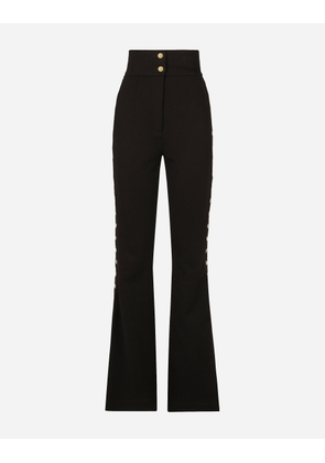 Dolce & Gabbana Full Milano Pants With Buttons Down The Side - Woman Trousers And Shorts Black Fabric 44
