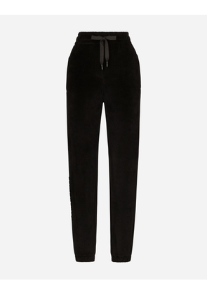 Dolce & Gabbana Chenille Jogging Pants With Embroidery - Woman Trousers And Shorts Black Cotton 54
