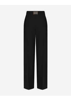 Dolce & Gabbana Flared Wool Pants With Logo Tag - Woman Trousers And Shorts Black Wool 48
