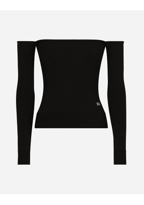 Dolce & Gabbana Strapless Viscose Sweater With Muffs - Woman Shirts And Tops Black 38