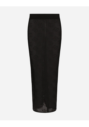 Dolce & Gabbana Mesh-stitch Pencil Skirt With Jacquard Dg Logo - Woman Skirts Black 46