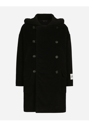 Dolce & Gabbana Fustian Coat With Shearling Hood - Man Coats And Jackets Black Cotton 58