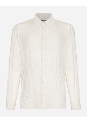 Dolce & Gabbana Oversize Stretch Satin Charmeuse Shirt - Man Shirts White Silk 37