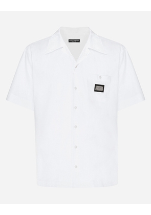Dolce & Gabbana Cotton Hawaiian Shirt With Branded Tag - Man Shirts White Cotton 39