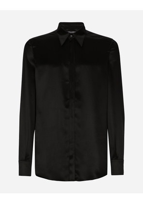 Dolce & Gabbana Silk Satin Martini-fit Shirt - Man Shirts Black Silk 41
