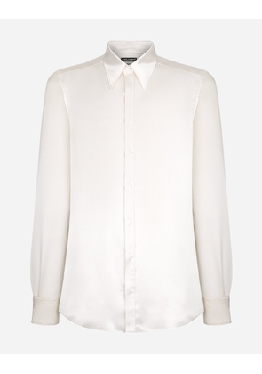 Dolce & Gabbana Silk Satin Martini-fit Shirt - Man Shirts White Silk 45