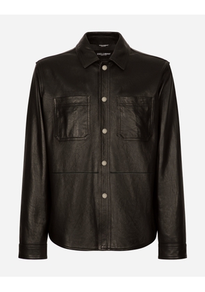 Dolce & Gabbana Leather Shirt - Man Coats And Jackets Black Leather 54