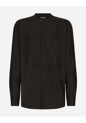 Dolce & Gabbana Silk Martini-fit Shirt With Plastron - Man Shirts Black 37