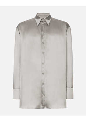 Dolce & Gabbana Oversize Silk Shirt - Man Shirts Gray Silk 40