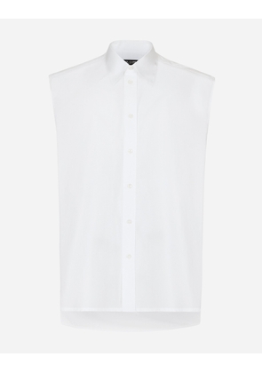 Dolce & Gabbana Sleeveless Oversize Poplin Shirt - Man Shirts White Cotton 38