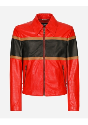 Dolce & Gabbana Leather Jacket With Contrasting Inserts - Man Coats And Jackets Multi-colored Leather 52
