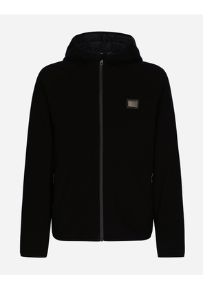 Dolce & Gabbana Hooded Jersey Jacket With Branded Tag - Man Coats And Jackets Black Viscose 50