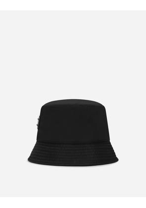 Dolce & Gabbana Nylon Bucket Hat With Branded Plate - Man Hats And Gloves Black Cotton 57