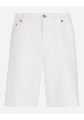 Dolce & Gabbana White Stretch Denim Shorts - Man Denim Multi-colored Denim 44