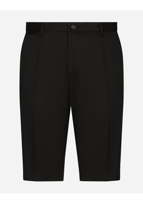 Dolce & Gabbana Stretch Cotton Shorts With Dg Embroidery - Man Trousers And Shorts Black Cotton 54