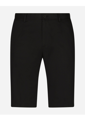 Dolce & Gabbana Stretch Cotton Shorts With Dg Patch - Man Trousers And Shorts Black Cotton 48