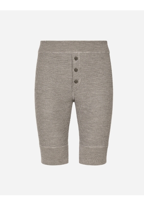 Dolce & Gabbana Fine-rib Wool Cycling Shorts - Man Trousers And Shorts Gray Wool 52
