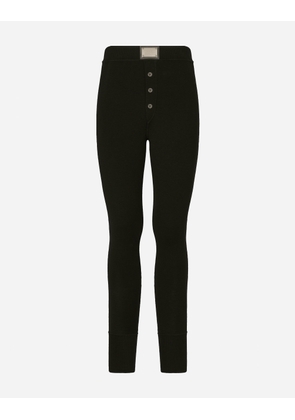 Dolce & Gabbana Wool Leggings With Logo Tag - Man Trousers And Shorts Black Wool 46