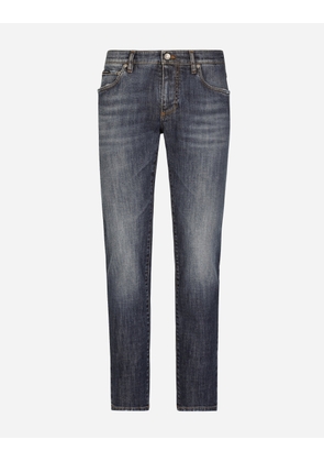 Dolce & Gabbana Slim Fit Washed Stretch Jeans With Subtle Abrasions - Man Denim Multi-colored Denim 46