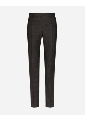 Dolce & Gabbana Stretch Wool Glen Plaid Pants - Man Trousers And Shorts Multicolor Wool 48