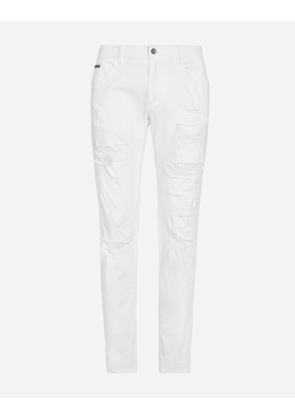 Dolce & Gabbana White Skinny Stretch Jeans - Man Denim Multi-colored 52