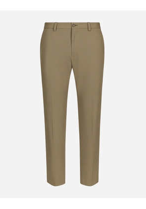 Dolce & Gabbana Stretch Cotton And Cashmere Pants - Man Trousers And Shorts Brown Cotton 46