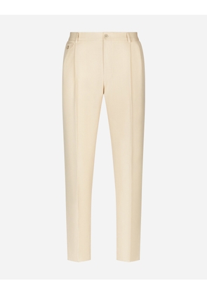 Dolce & Gabbana Linen, Cotton And Silk Pants - Man Trousers And Shorts Cream Linen 58