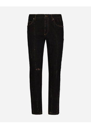 Dolce & Gabbana Overdyed Regular Fit Jeans With Subtle Abrasions - Man Denim Multi-colored Denim 50