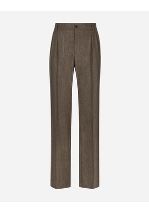 Dolce & Gabbana Pinstripe Flannel Straight-leg Pants - Man Trousers And Shorts Multi-colored Wool 58