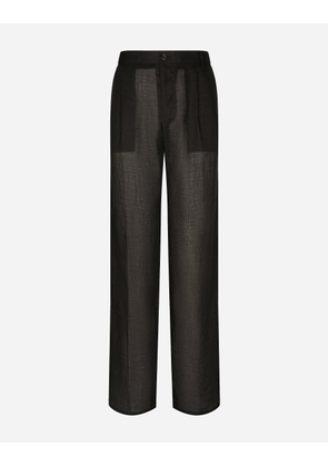 Dolce & Gabbana Tailored Straight-leg Linen Pants - Man Trousers And Shorts Black 52