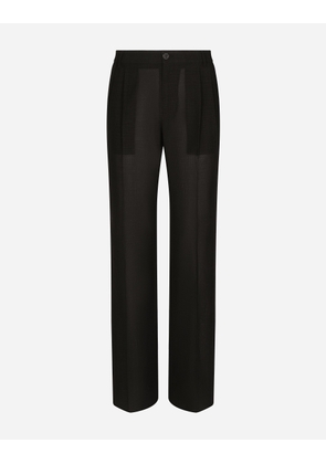 Dolce & Gabbana Tailored Straight-leg Pants In Technical Cotton - Man Trousers And Shorts Grey 48