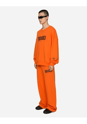 Dolce & Gabbana Jersey Jogging Pants With Dgvib3 Print And Logo - Man Trousers And Shorts Orange Cotton S