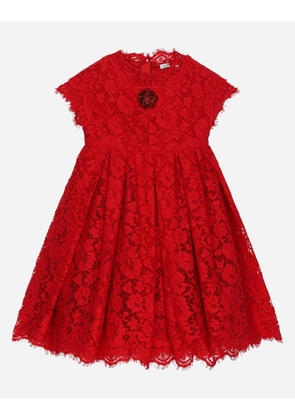 Dolce & Gabbana Cordonette Lace Dress With Embroidered Jewel - Woman Red 3