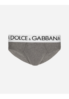 Dolce & Gabbana Mid-rise Briefs In Two-way Stretch Cotton Jersey - Man Underwear And Loungewear Gray Cotton 2