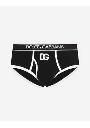 Dolce & Gabbana Fine-rib Cotton Brando Briefs With Dg Patch - Man Underwear And Loungewear Multi-colored Cotton 3