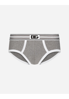 Dolce & Gabbana Two-way Stretch Jersey Brando Briefs With Dg Logo - Man Underwear And Loungewear Gray Cotton 3