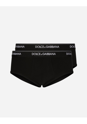 Dolce & Gabbana Stretch Cotton Brando Briefs Two-pack - Man Underwear And Loungewear Black Cotton 5