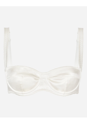 Dolce & Gabbana バルコネットブラ サテン - Woman Underwear White Silk 4b