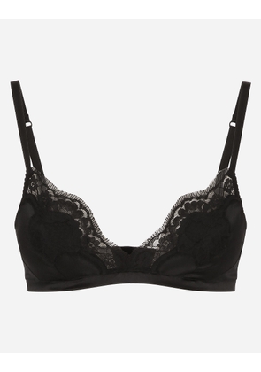 Dolce & Gabbana Soft Cut Satin Bra With Lace - Woman Underwear Black Silk 5